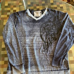 Public Opinion Men's  V-Neck Sweater Blue XL